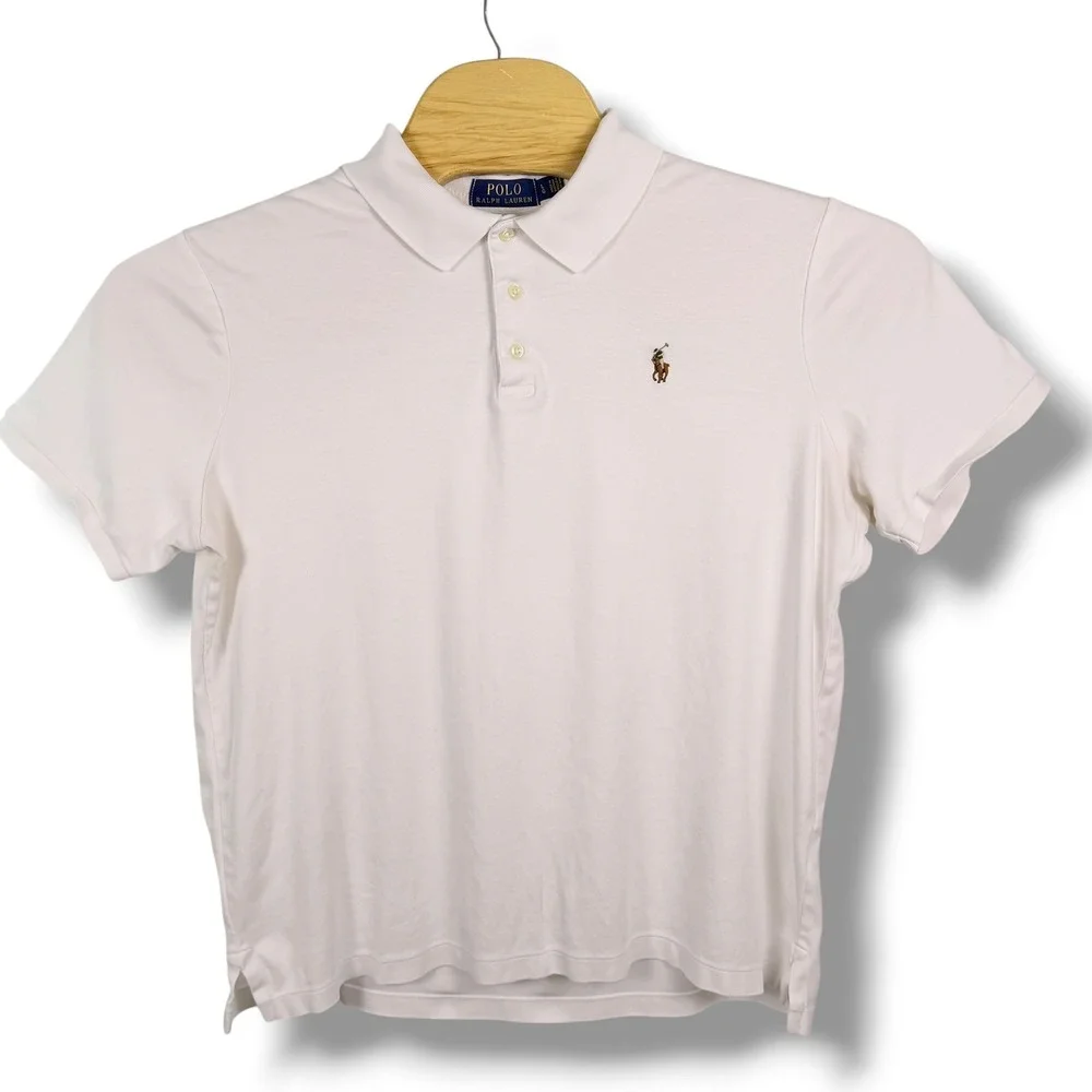 Polo Ralph Lauren Polo Men Large White Classic Fit Cotton Short Sleeve Pony Prep
